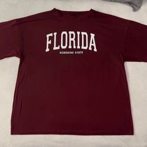 EUC Burgundy Florida Graphic Oversized Tee